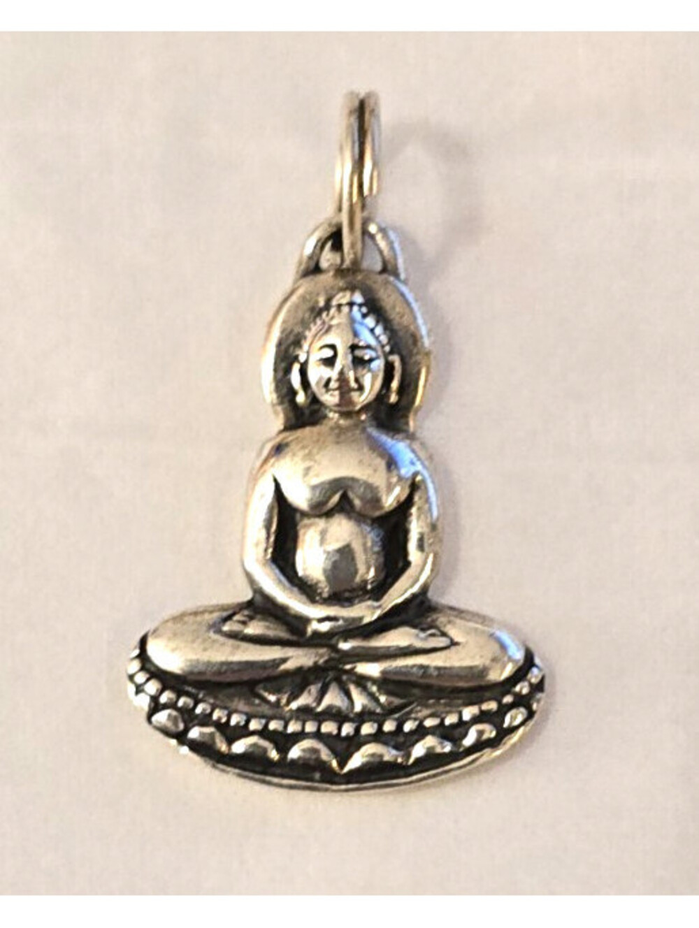 Sterling Silver Meditating Buddha Charm or Small Pendant .75 inch